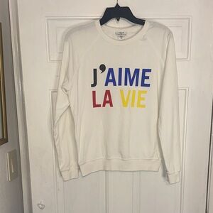Clare V. X Anthropologie White Crewneck Tee with Navy Logo